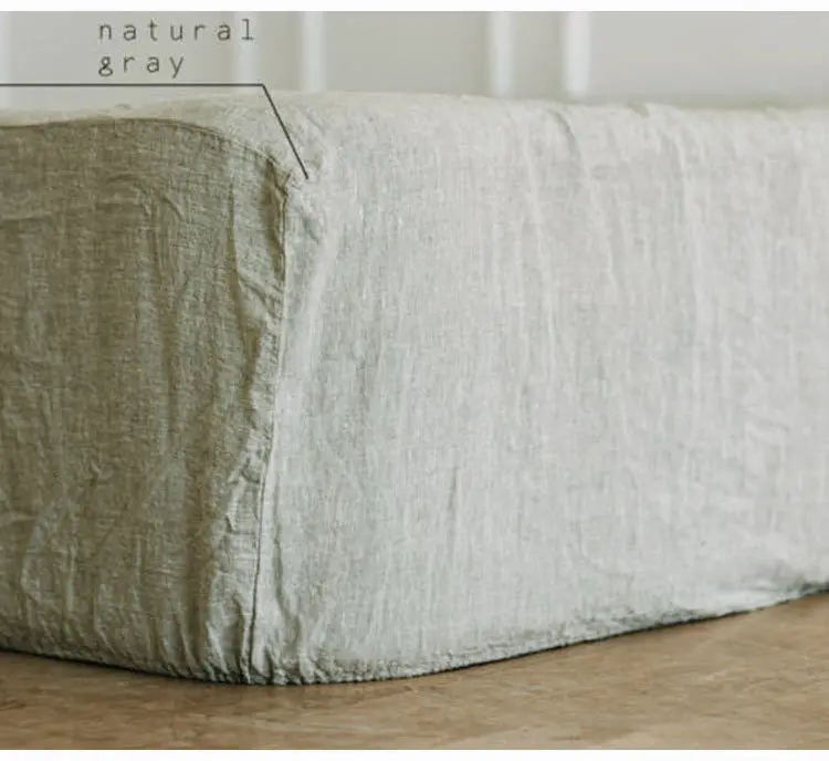 1PC 100% Washed Linen Fitted Sheet Natural France Flax Bed Sheet Breatherable Ultra Soft Farmhouse Bedding Sheet 4