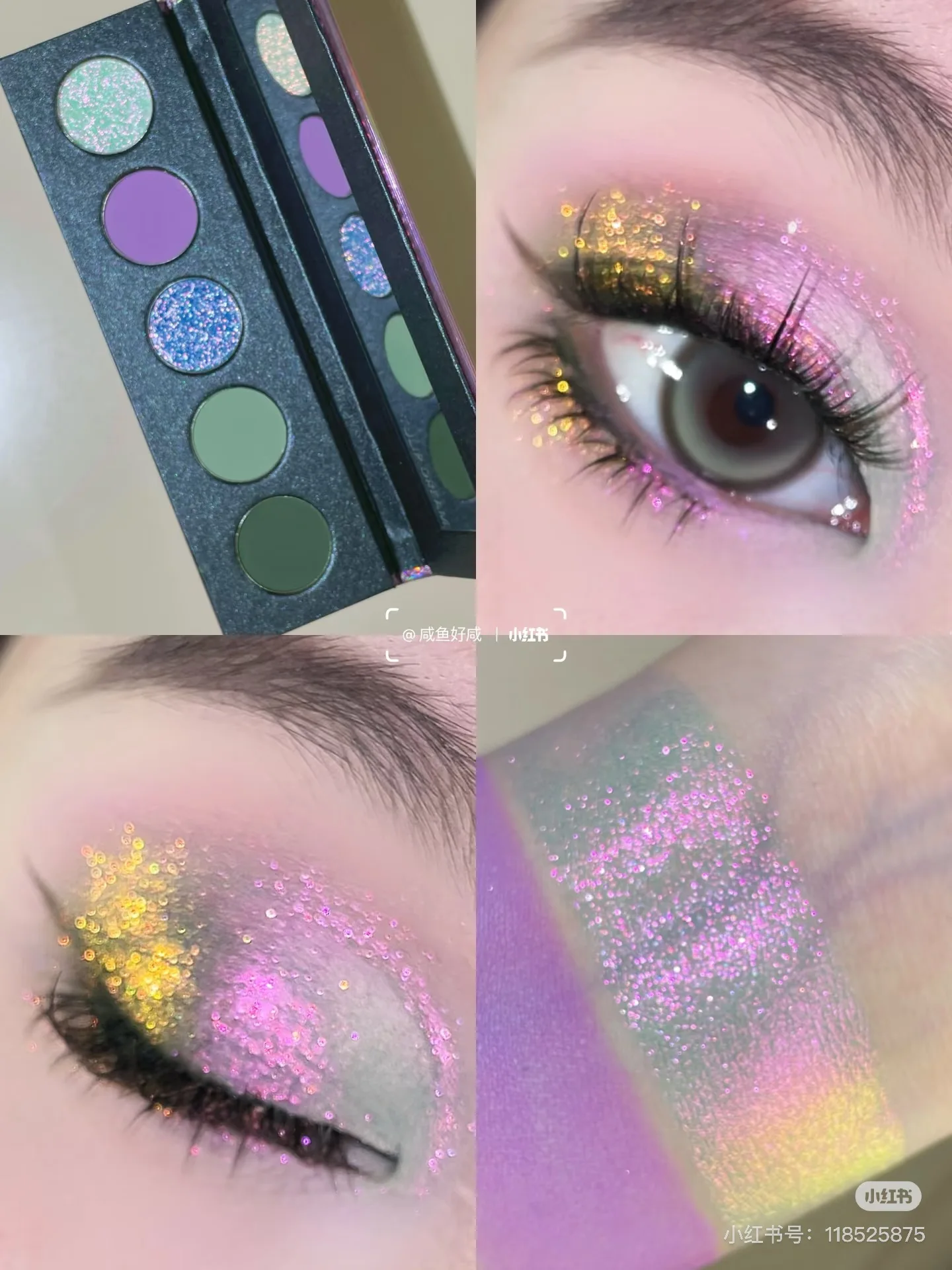 KRYPTEIN COSMETICS 5 Colors Chameleon Matte Glitter  Eyeshadow Palette Green Purple Eye Pigment Palett Shimmer Eye Shadow Makeup 4