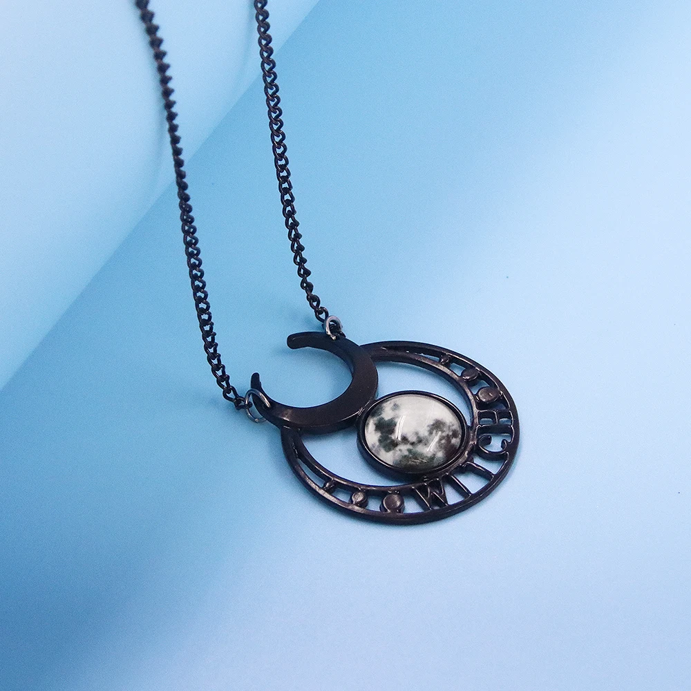 Moon and Star 2023”: Gothic necklace in stainless steel and black chain for  women, statement jewelry. – Corano Jewelry