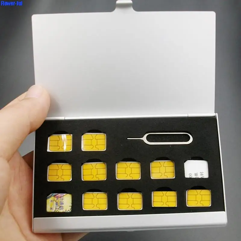 Tanie 12-Slots-NANO + 1-slot-card-pin aluminium przenośny SIM Micro Pin karta SIM Nano pudełko sklep