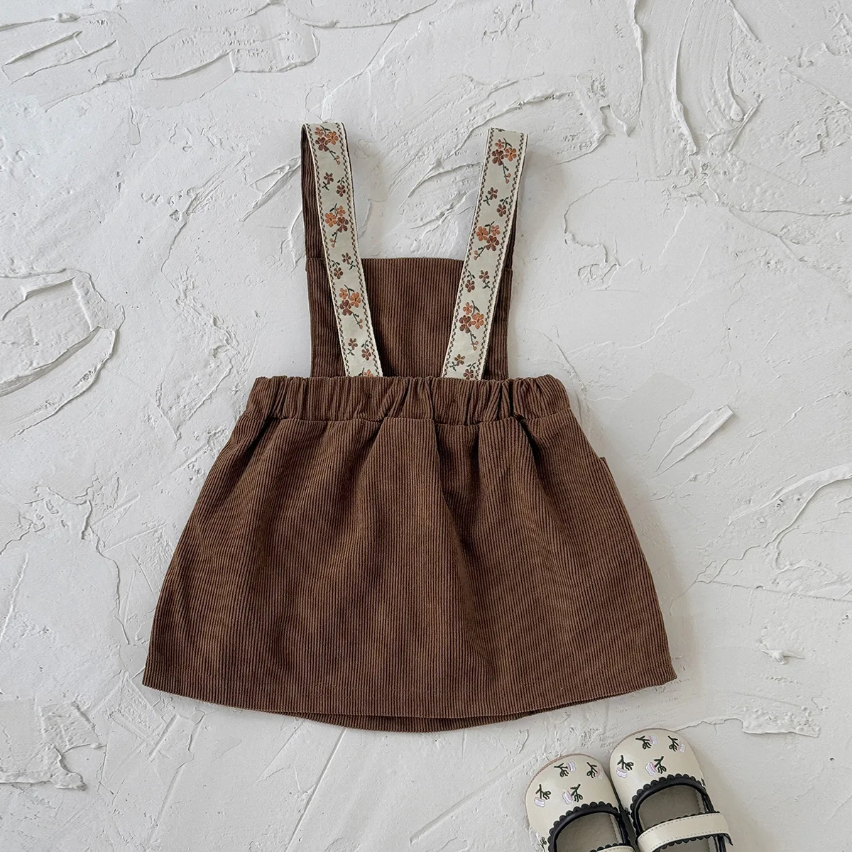 Toddler Girl Floral Overall Dress 0-3Y Baby Cute Sweet Corduroy