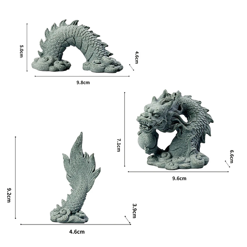 Tea Pet Ornaments Green Sandstone Chinese Dragon Ornament Creative Tea Pets Micro Landscape Fish Tank Bonsai Home Decorations