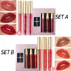 3Pcs/Set Lipgloss With Necklace Makeup Velvet Matte Liquid Lipstick Mirror Lip Gloss Waterproof Lasting Lip Stick Cosmetics Gift 2