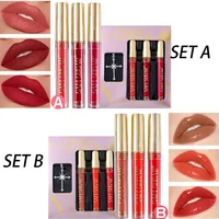 3Pcs/Set Lipgloss With Necklace Makeup Velvet Matte Liquid Lipstick Mirror Lip Gloss Waterproof Lasting Lip Stick Cosmetics Gift 2
