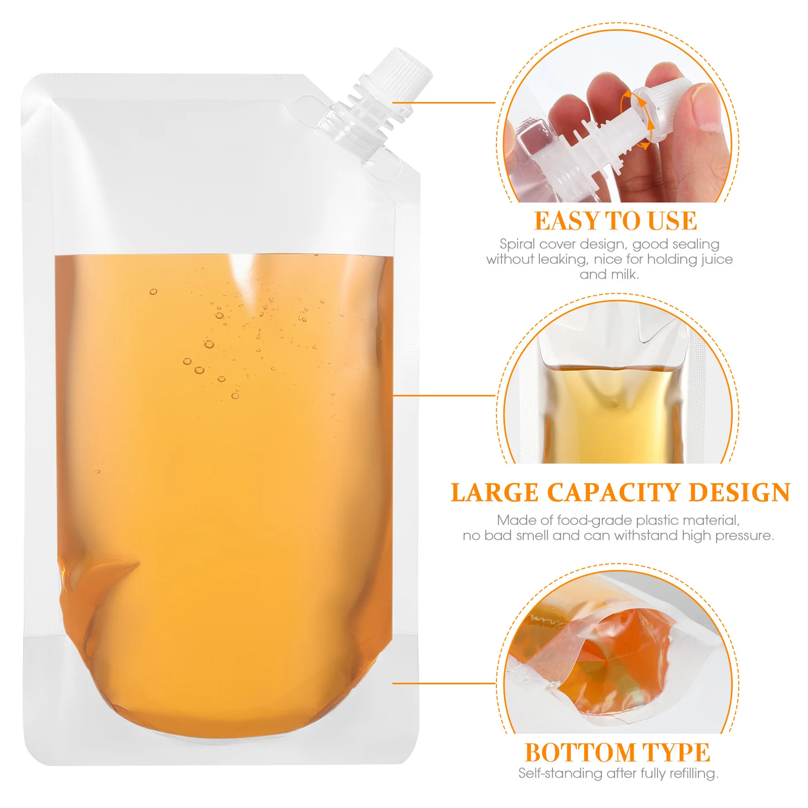 12 Pcs Food Grade Travel Funnel Drink Bags New Material Beverage Pouches Drinking