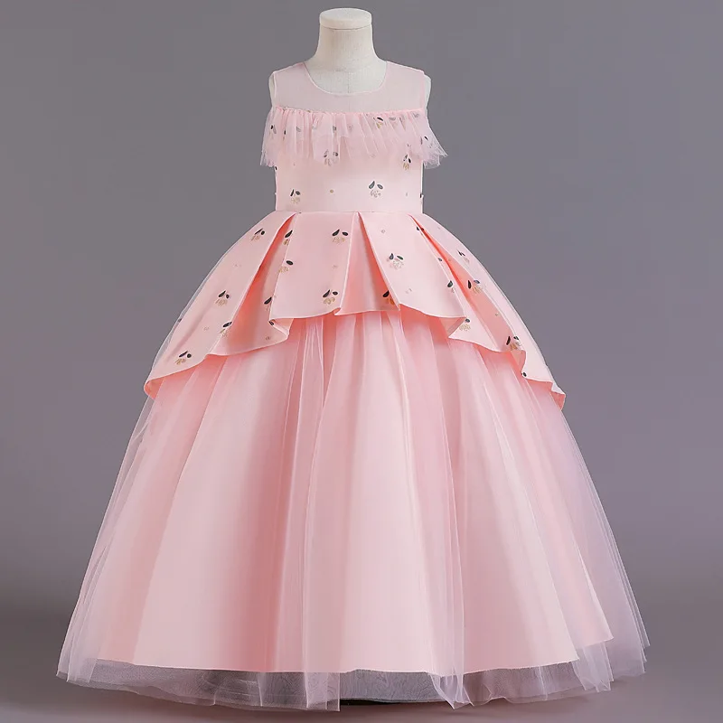 

KEAIYOUHUO 2023 New Girl Princess Dress Young Girls Birthday Mesh Party Vestidos Weddings Long Sleeveless Ball Gowns 4 8 10 14Y