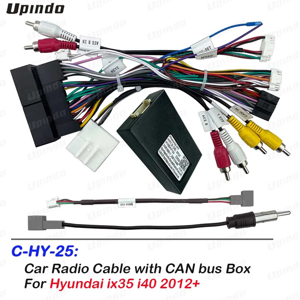 Car Radio Android Head Unit Cable with CAN Bus Box Adapter Wiring Harness Power Connector Socket for Hyundai IX35 I40 2012+