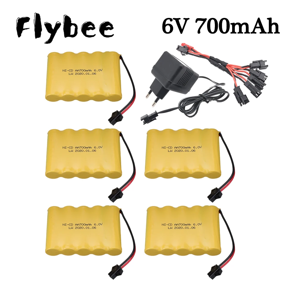 

6V 700mah AA NI-CD Battery with charger High capacity Electric toy battery Remote car ship truck robot rechargeable 6 v 700 mah