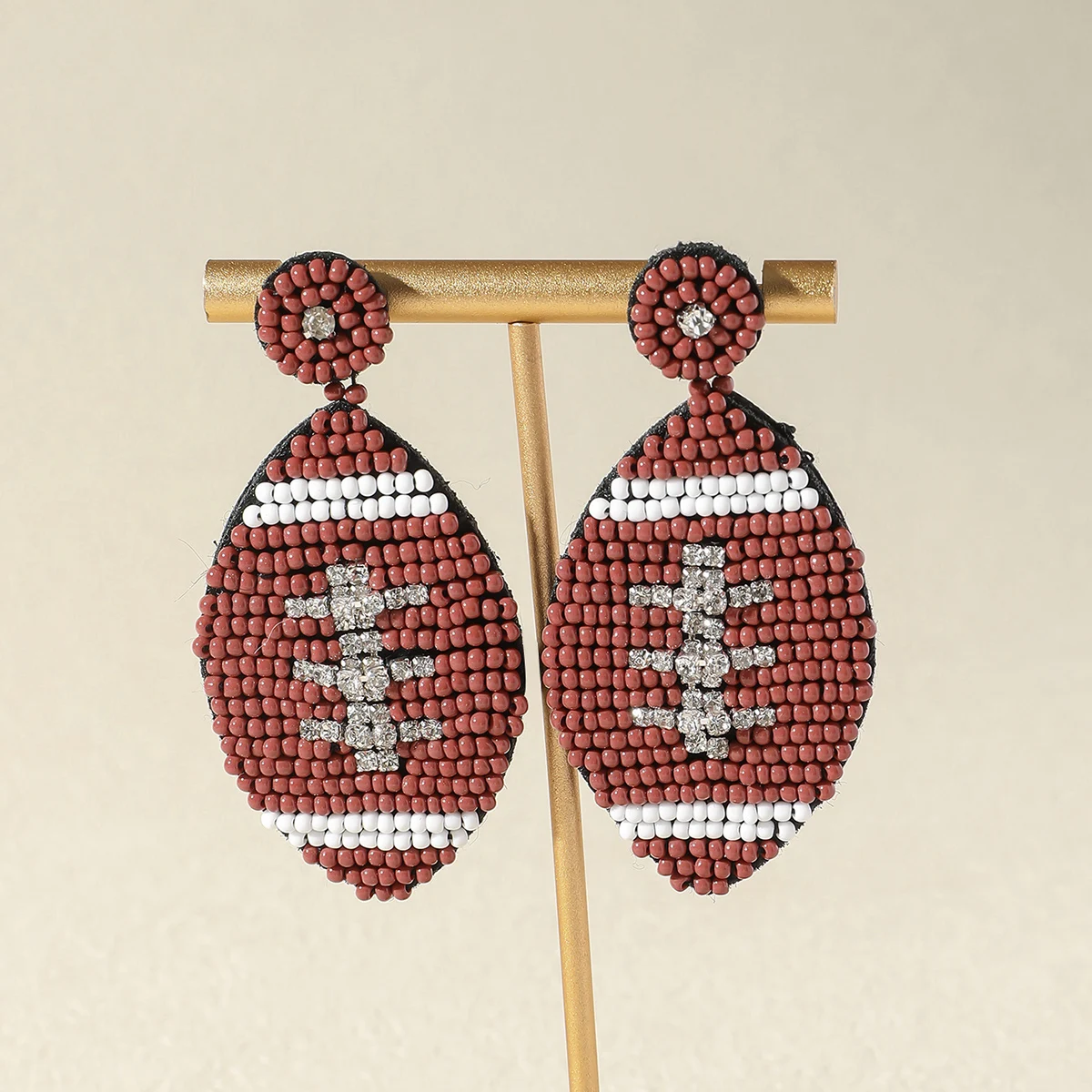 Bohemain Football Seed Beaded Drop Earrings for Women Lady Summer Beach Handmade Hanging Earrings Party Jewelry Accessories Gift