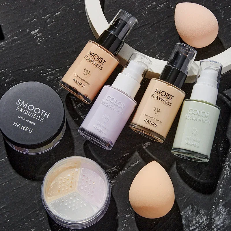 4pcs Make Up Set Initial Beauty Skin Makeup Primer Moisturizing Oil Control 3-in-1 Setting Powder Cosmetics Wholesale Christmas 2