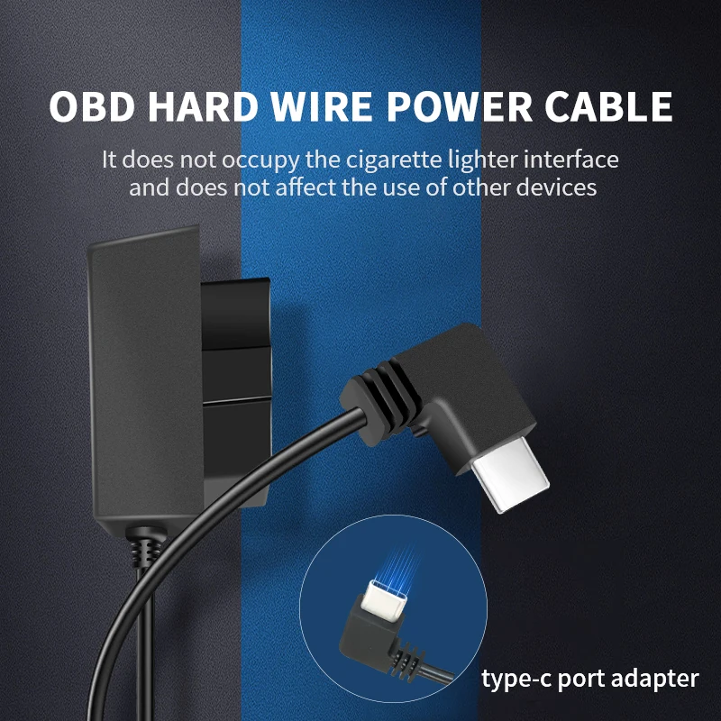 Power supply line for the car camera, enabling parking monitoring. 3.3-meter length, compatible with 12-24V.