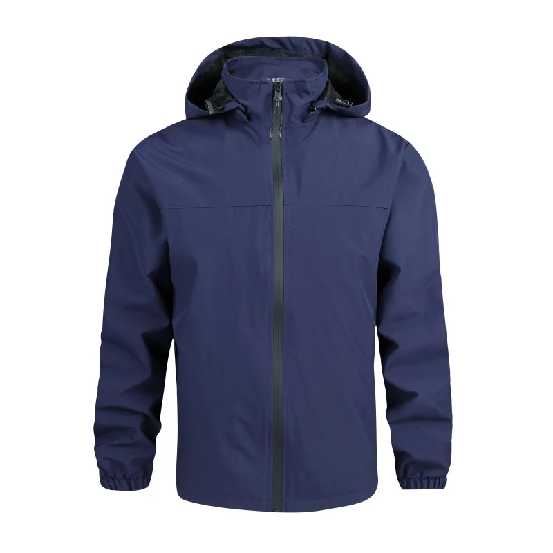 Autumn Waterproof Jacket Men's Casual All-match Solid Color Detachable Hooded Coat Outdoor Sports Fishing Windbreaker New
