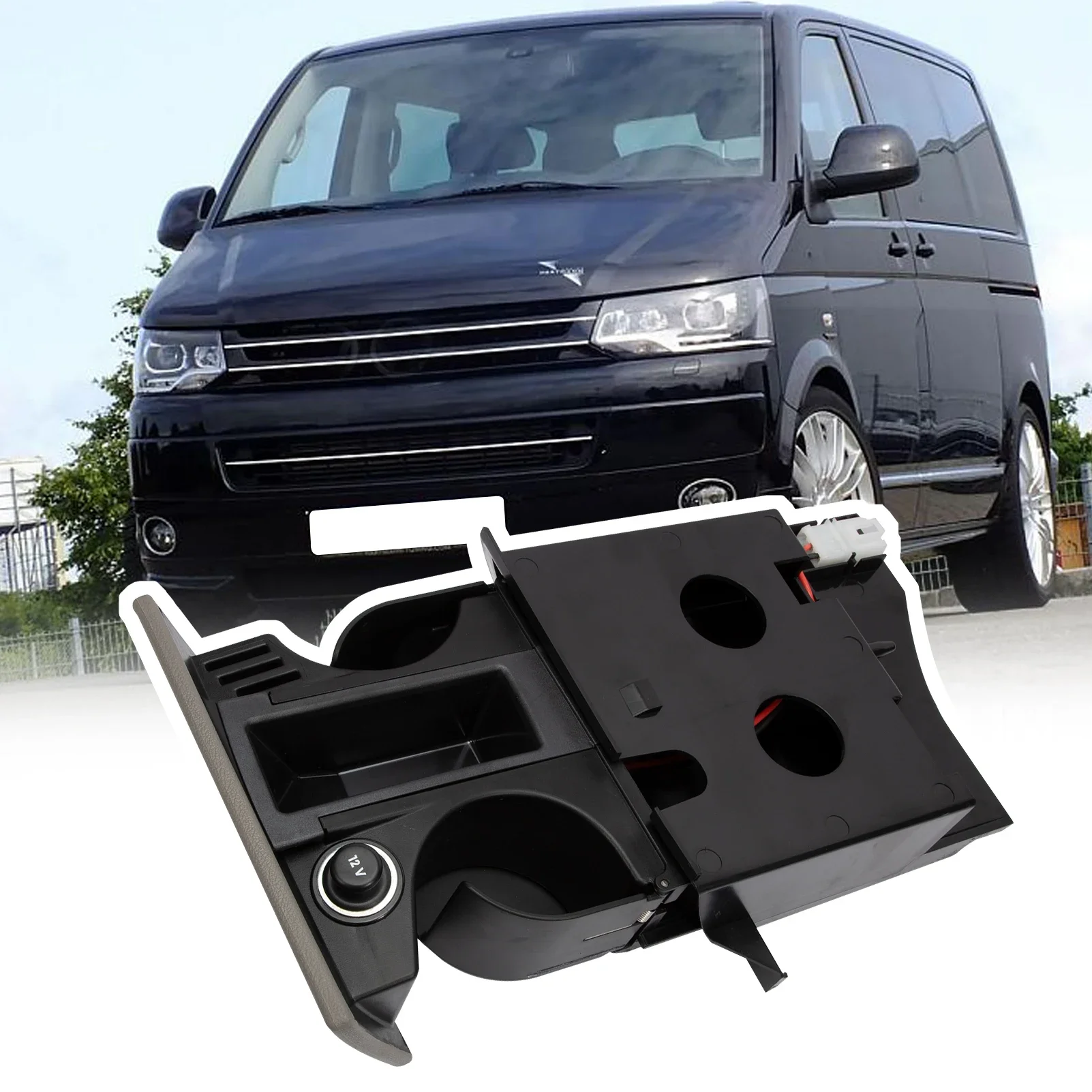 

RHD 7H285860171N 7H285860130T Grey Center Console Cup Holder For VW T5 Transporter Ashtray Front Drink Water Cup