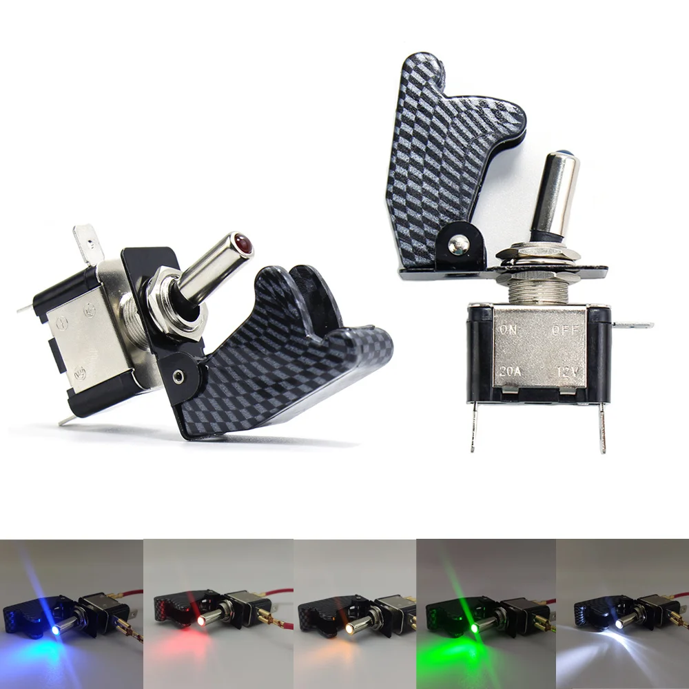 

12V 20A Led Light Toggle Switch With Safety Cover Guard Rocker Control ON-OFF 2 Position 3 Pins