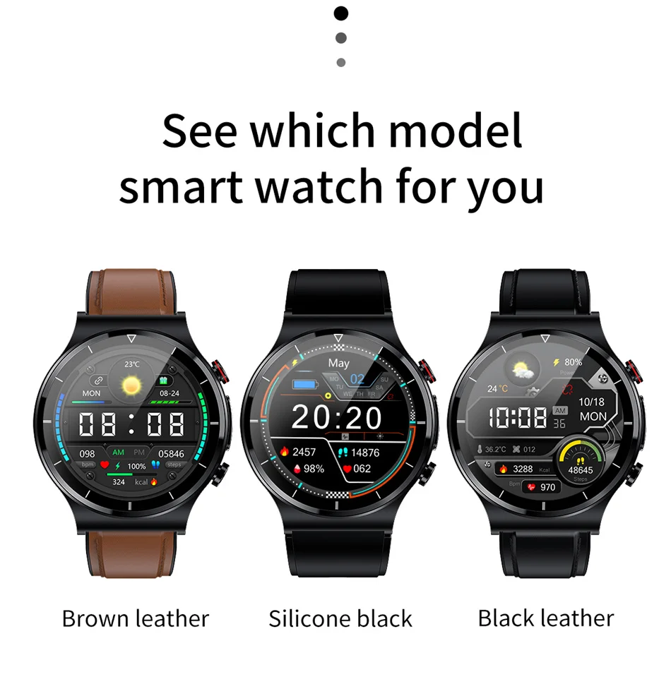 2022 New ECG+PPG Smart Watch Men Blood Pressure Heart Rate Watches IP68 Waterproof Fitness Tracker 1.32" 360*360 HD Smartwatch