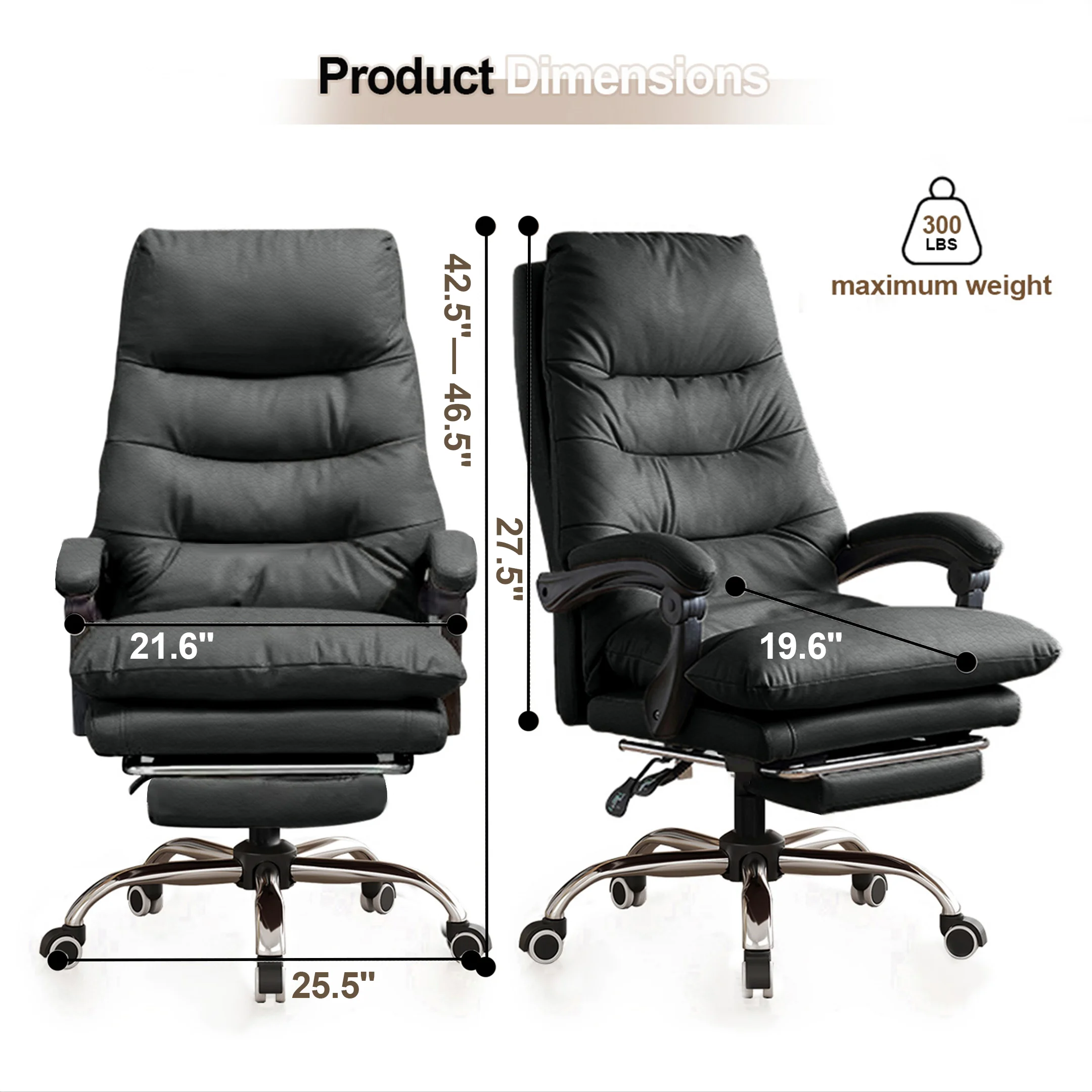 Comfortable Office Chair High Back Executive Desk Chair Leather Computer Gaming Chair Swivel Office Chairs with Footrest 2