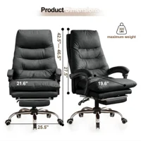 Comfortable Office Chair High Back Executive Desk Chair Leather Computer Gaming Chair Swivel Office Chairs with Footrest 2