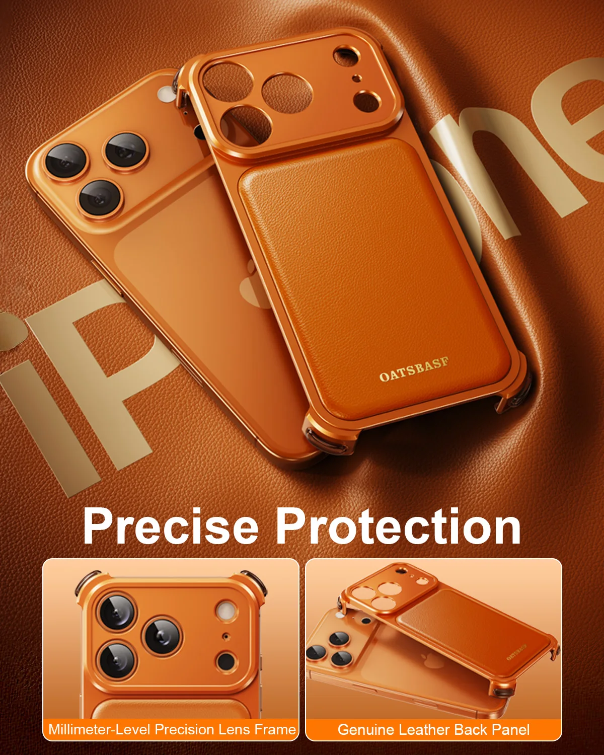 Eary for iphone 17 16 Pro Max Leather Case for Magsafe Wireless Charging Aluminum Metal Military-Grade Protection 17 Phone Case