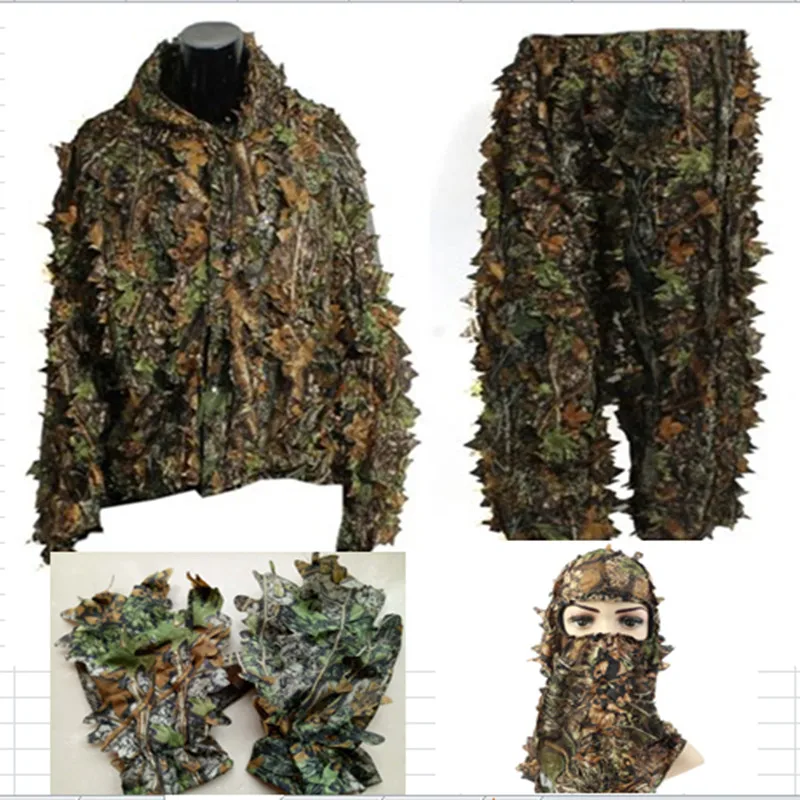 Hunting Ghillie Suit Durable CS Shooting Suit Tactical Combat Clothes Set Adult 3D Leaves Bionic Camouflage tactical suit ghillie suit combat uniform