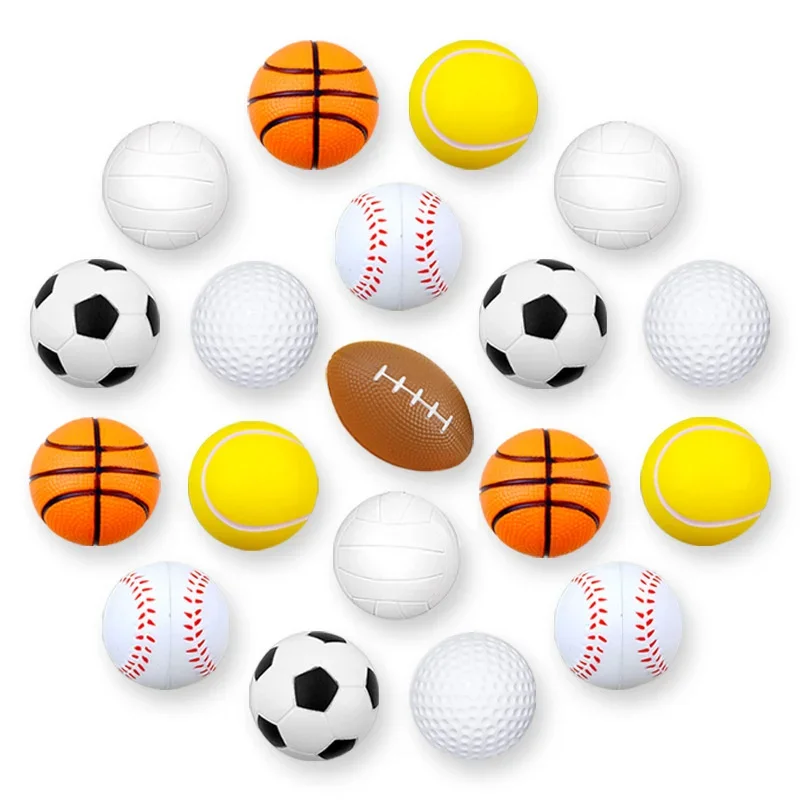 Squeeze Ball Toys Squeeze Ball Stress Relief Toy 4CM Football Basketball Baseball Tennis Soft Squishy Antistress Kid Outdoor Novelty Gag Toys