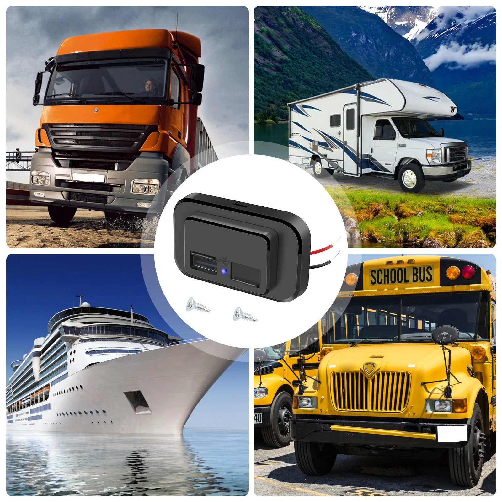 12V/24V 3.1A  USB ڵ  , 4.8A, USB  ܼƮ,  , , ķ, Ʈ, ATV, Ʈ, ڵ, rv