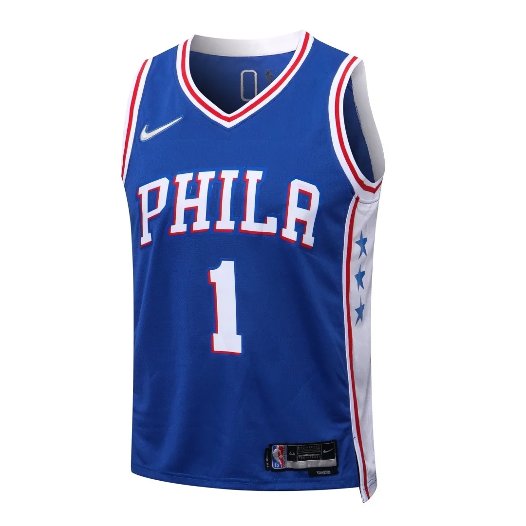 Nike Men's Basketball Jerseys, Stretchable, Quick-dry, Comfortable, Solid-color, Sleeveless Basketball Jerseys, White and Blue