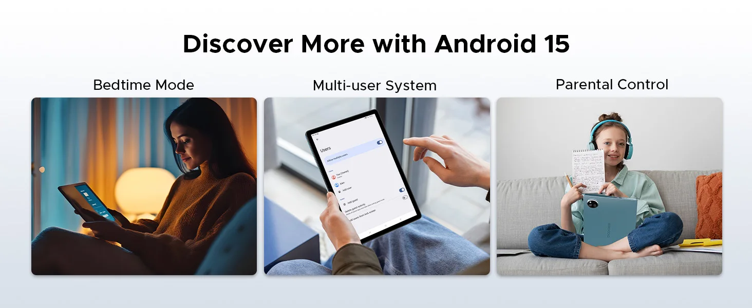 DOOGEE Tab A9+ Tablet 11" HD Display 20GB(4+16) 64GB 8580mAh Large Battery Unisoc T7200 Octa Core Dual Speakers Android 15 Pad