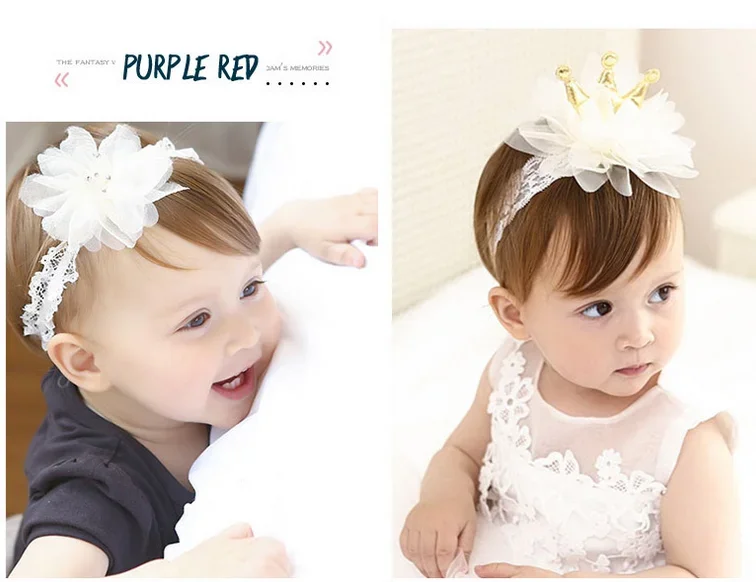 New Baby Lace Floral Headbands Pompoms Ears Princess Headwraps for Girls Newborn Photography Baby Hair Accessories