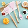 12PCS Silicone Kitchenware Non-Stick Cookware Kitchen Utensils Set Spatula Shovel Egg Beaters Wooden Handle Cooking Tool Set 3
