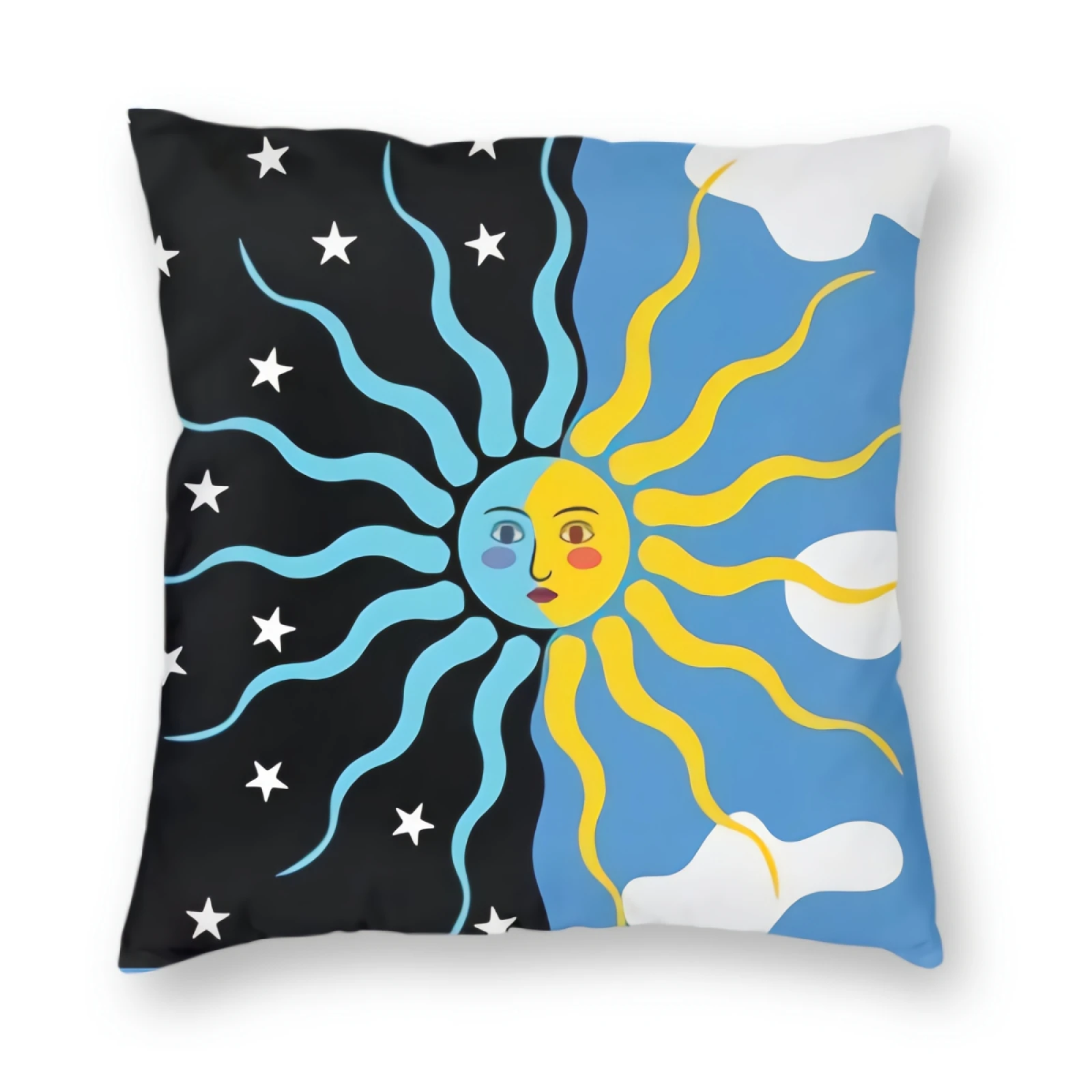 Sun Moon Federa Sun Hidden Zipper Throw Cushion Covers Dark Side Of The Moon Square Pillow Case Decorativo Per La Casa Per Divano
