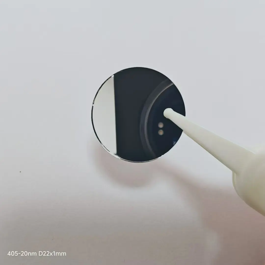10개 총 크기 직경 21.9mm OD4 405nm 협대역 통과 필터 유리