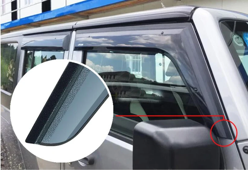 Car Accessories Plastic Exterior Visor Vent Shades Window Sun Rain Guard Deflector 4pcs For Jeep Wrangler JK 2007 -
