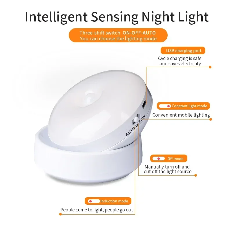 Xiaomi Night Lamp With Motion Sensor Light Rechargeable Wireless LED bar Lighting 360 Rotating Magnetic For Room Bedside Table 5