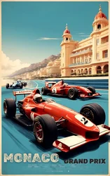 Vintage Racing Poster Collection - Retro Motorsport Wall Art Canvas - 40x60cm No Frame (Green)