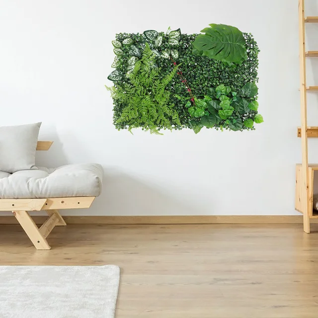 Fali Dekorációk Háttere Zöld Fű Műanyag Növények Mesterséges Négyzetek Hamis Kültéri Panel Pázsitok - Image 3