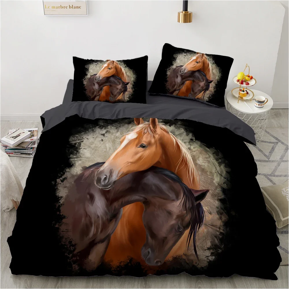 Set Copripiumino 3 Pezzi Con Husky Grigio Morbido - 200x200 Cm Con 2 Federe 50x75 Cm - Biancheria Da Letto Quattro Stagioni