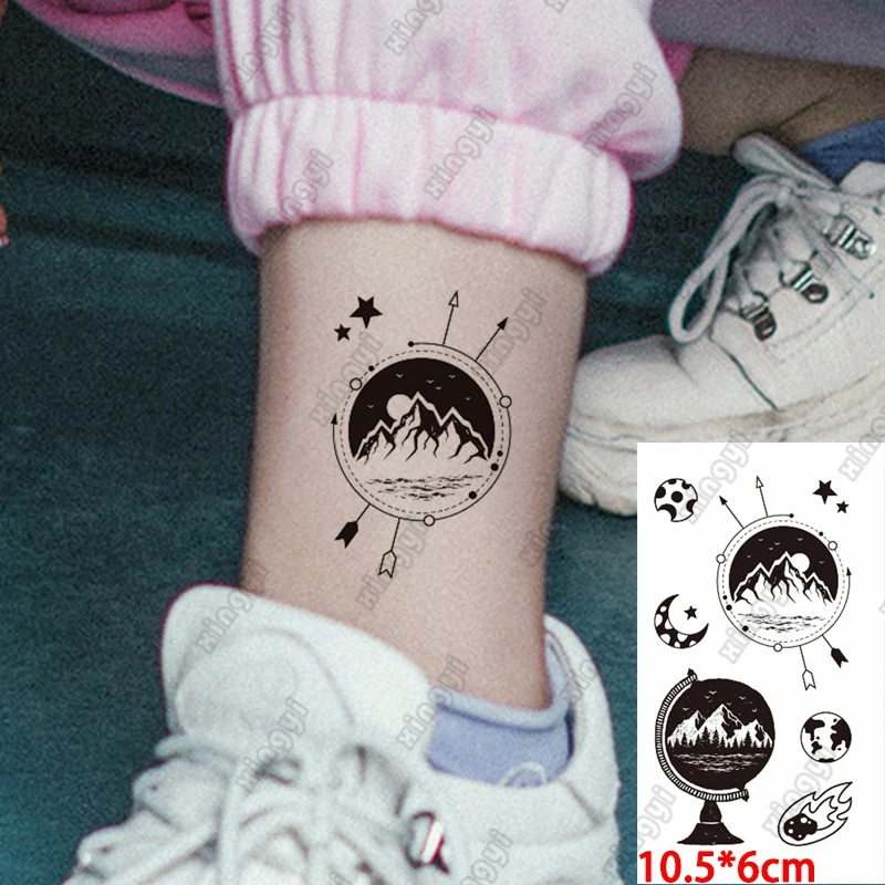 

Водостойкая временная татуировка-наклейка, шары, океан, лес, звезда, луна, флэш-тату, искусственная татуировка, рука, шея, боди-арт для женщин и мужчин