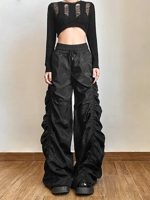45318-7b2fde.png Fashion Trend Personalized Self-Confidence Avant-Garde Cool All-Match Casual Loose Girl High Waist Wide Leg Lantern Pants