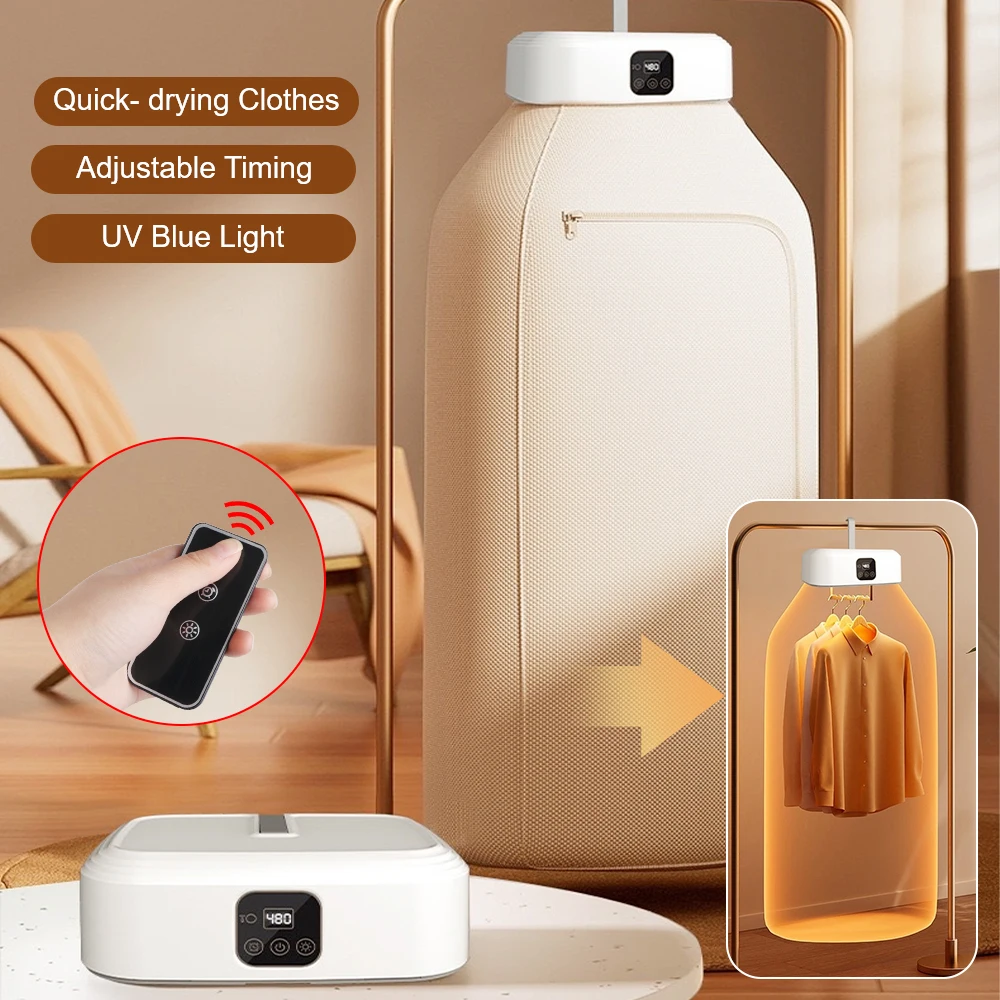 Multifunctional Dryer Machine Folded Electric Clothes Dryer Min Travel Warm Laundry ​Portable Remote Control
