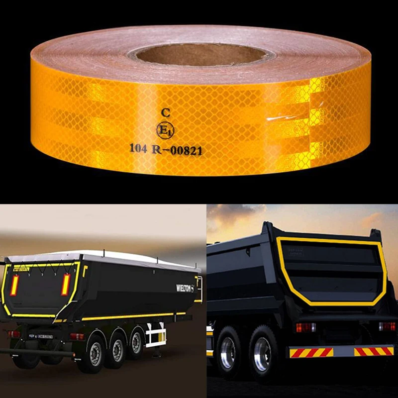 Self-Adhesive Reflective Warning Tape With Yellow Red White Color For Truck images - 6
