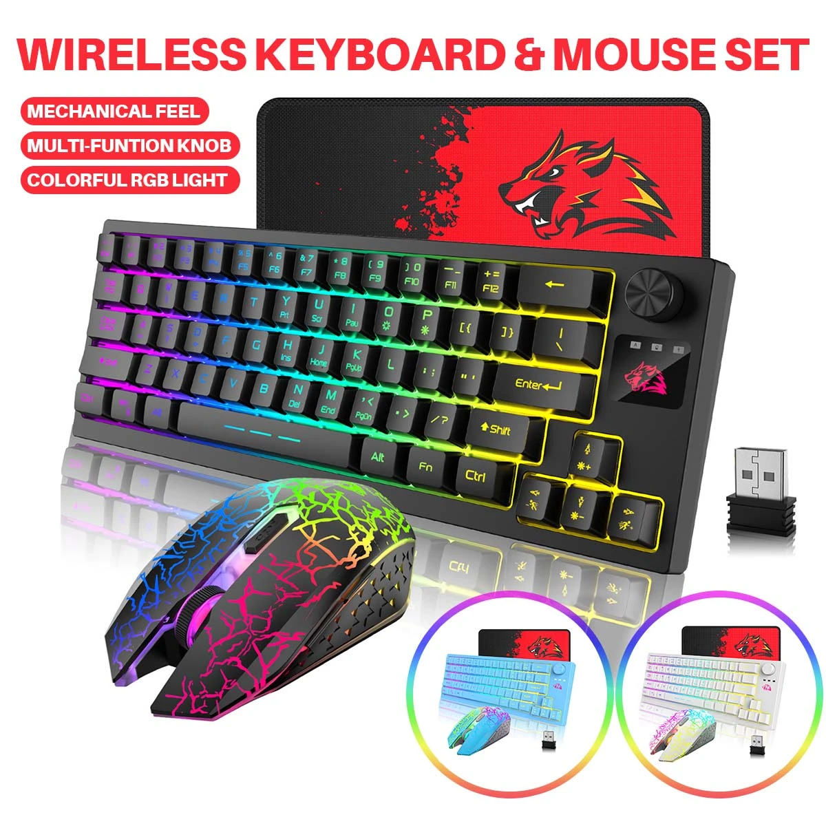 3 in 1 T50 RGB Gaming Keyboard Mouse Set Mechanical Feel Game Wireless 60%  Keyboards 2400DPI Mice Keyboard Combos for PC Gamer| | - AliExpress