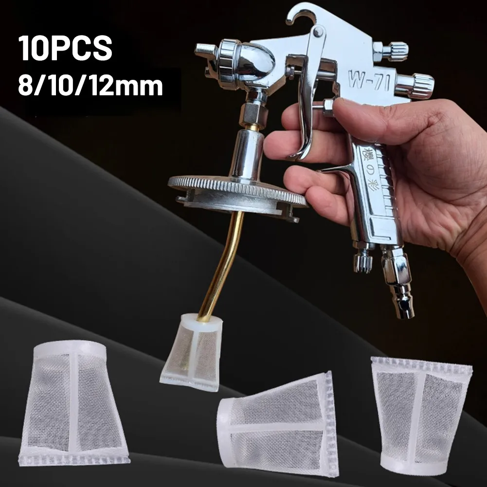 

10PCS Lower Pot Spray Gun Paint Filter Suction Feed Pot Nylon Filters 8/10/12mm 120 Mesh W-101 W-71 Air Paint Spray Gun Filter