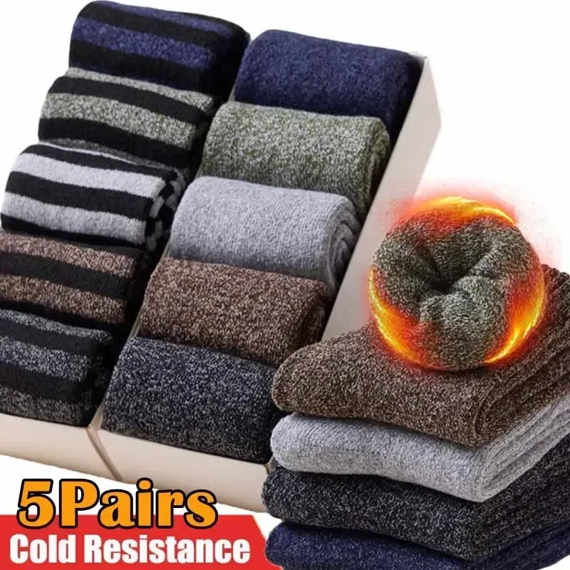 

Russia For Wool Warm Winter Towel Socks Thicken Year Merino Gift 5pairs New Christmas Keep Women Cotton Man