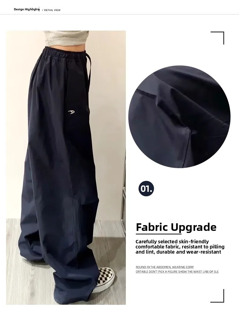 American High Street Style Women's Cargo Pants Spring Summer 2026 New Slimming Drapey Loose Sweatpants Folded Hem