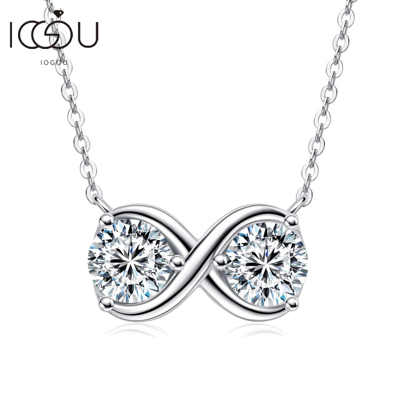 6.5MM 2CTTW. Round Moissanite Infinite Pendant Necklaces 925 Silver for Women Gifts Jewelry with GRA Certificate, moissanite necklace
