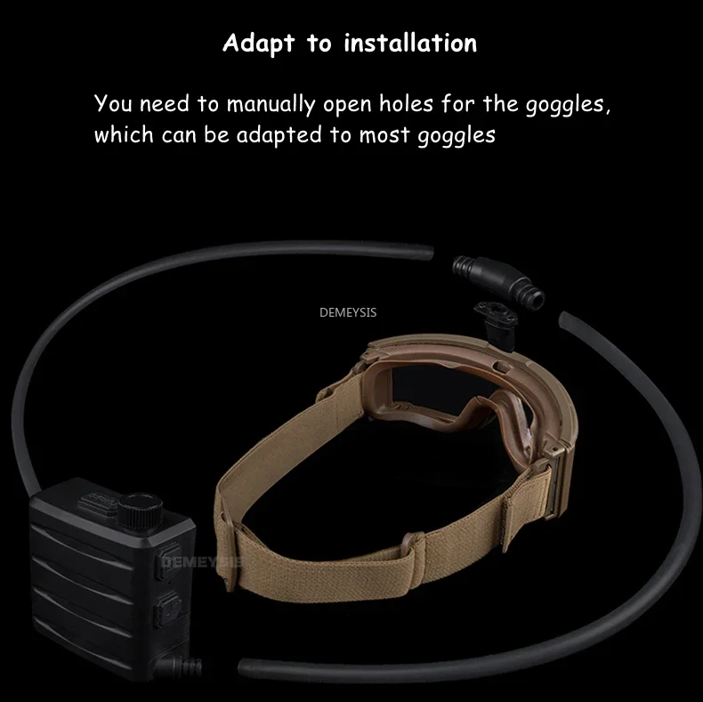 Tactical Goggles Anti-fog Defogging Ski Mask Fan Defogger Kit for Airsoft Shooting Motocross Glasses