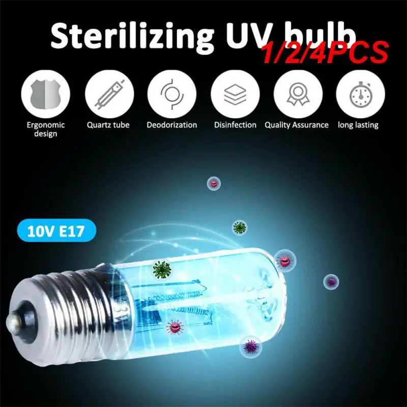 1/2/4Pcs Vendita Calda E17 Uvc Ultraviolet Uv Light Tube Lampadina 3W Disinfezione Lampada Ozono Sterilizzazione Acari Luci Germicida