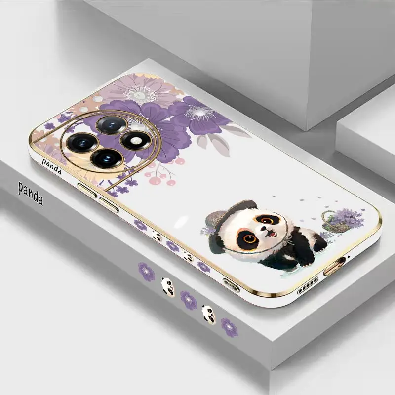 Flower Panda Luxury Plating Phone Case Cover