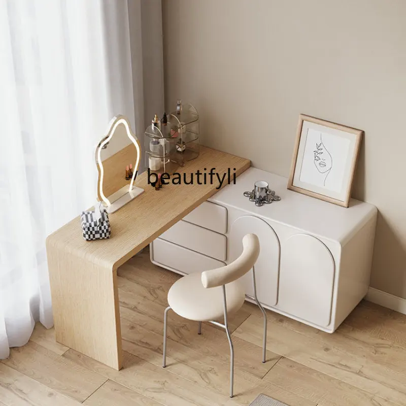 

Modern Simple Master Bedroom Dressing Table Storage Cabinet Integrated Cream Style Corner Solid Wood Dressing Table furniture