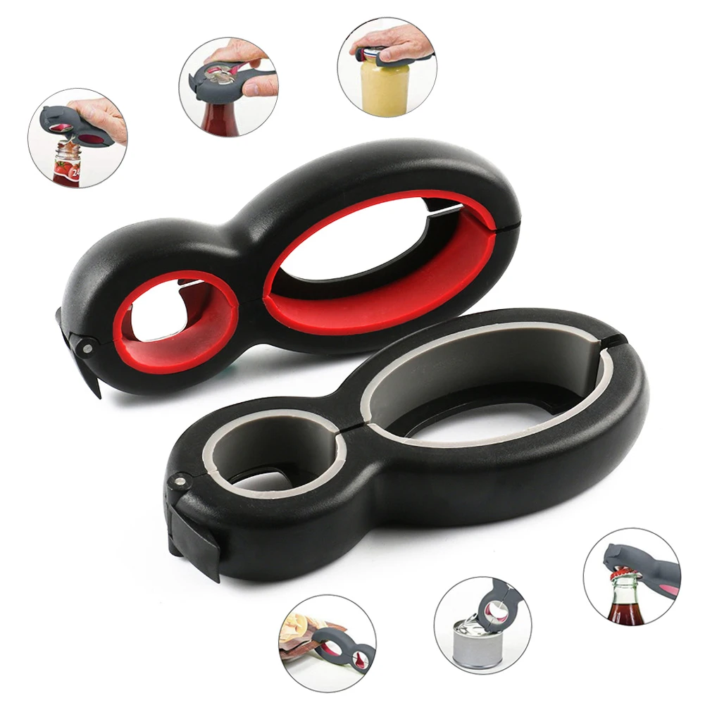 Multifunctional 6 in 1 Can Opener Jar Gripper Can Wine Beer Lid Twist Off Jar bottle Opener kitchen tools can opener,bottle opener,kitchen tools,multifunctional tool
